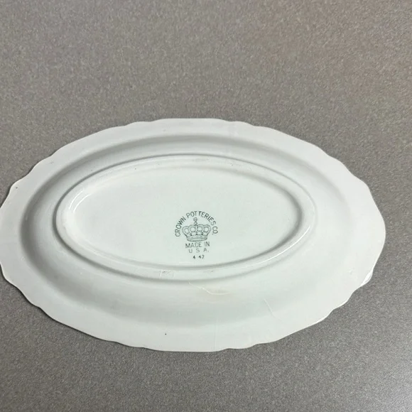 Crown Pottery CRP11 Elegant Cream Floral Gravy Boat with Saucer Southern Charm - Picture 5 of 7